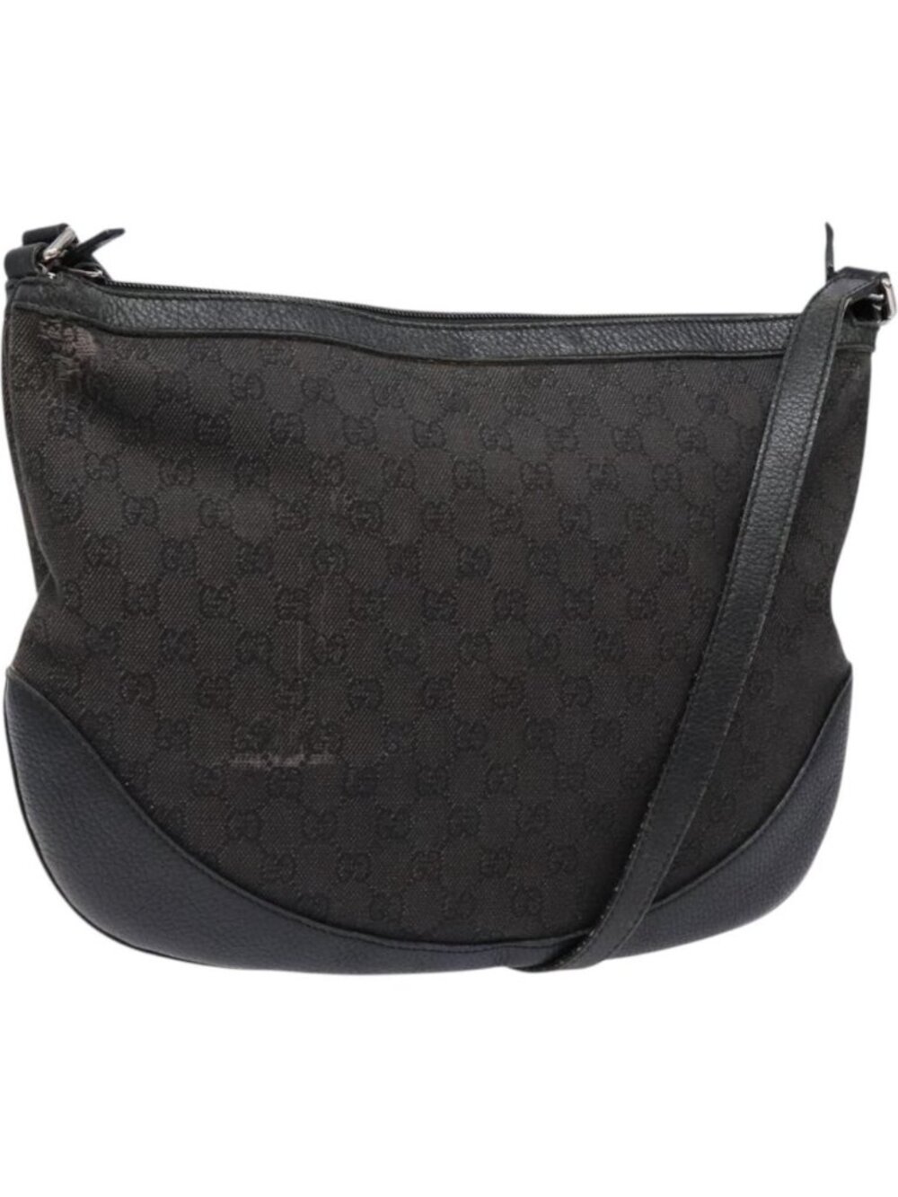 GUCCI GG Canvas Shoulder Bag Black Silver 272380